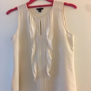 Ann Taylor Pleated Front Keyhole Blouse